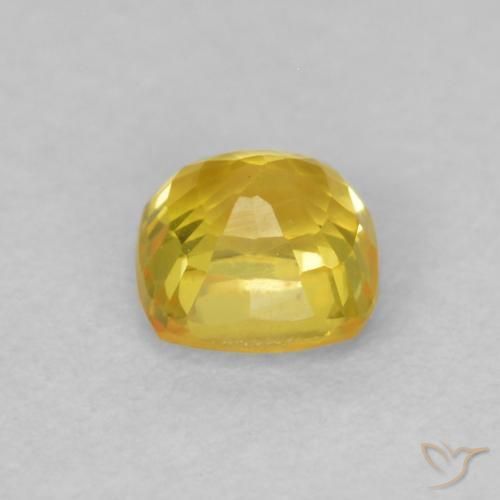 Zafiro Amarillo medio natural de 0.50 ct, Forma Cojín, VVS-VS