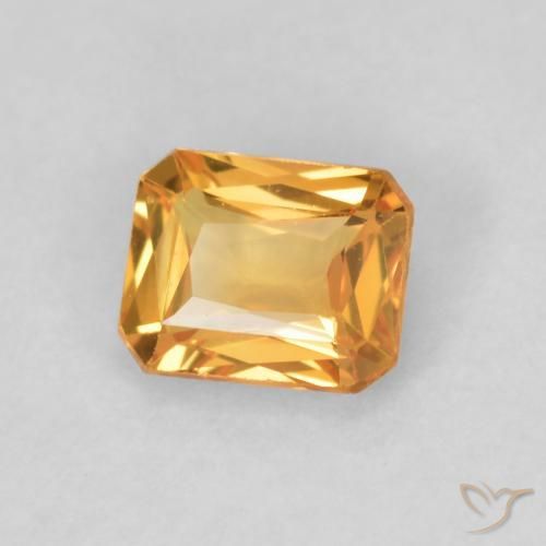 Zafiro Dorado naranja intenso natural de 0.48 ct, Corte Octágono / Esmeralda, VVS-VS
