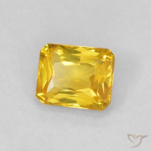 Zafiro Naranja dorado natural de 0.48 ct, Corte Octágono / Esmeralda, VVS-VS