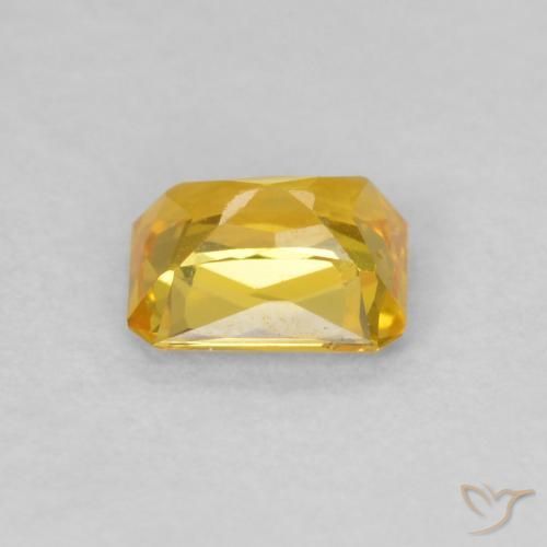 Zafiro Naranja dorado natural de 0.48 ct, Corte Octágono / Esmeralda, VVS-VS