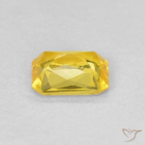 Zafiro Amarillo miel claro natural de 0.46 ct, Corte Octágono / Esmeralda, VVS-VS