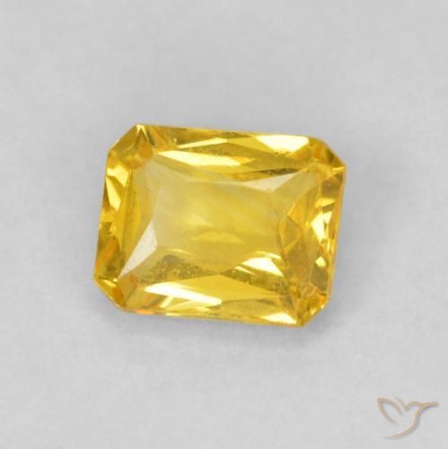Zafiro Amarillo miel natural de 0.49 ct, Corte Octágono / Esmeralda, VVS-VS
