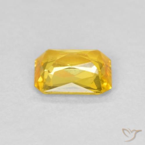 Zafiro Amarillo miel natural de 0.49 ct, Corte Octágono / Esmeralda, VVS-VS