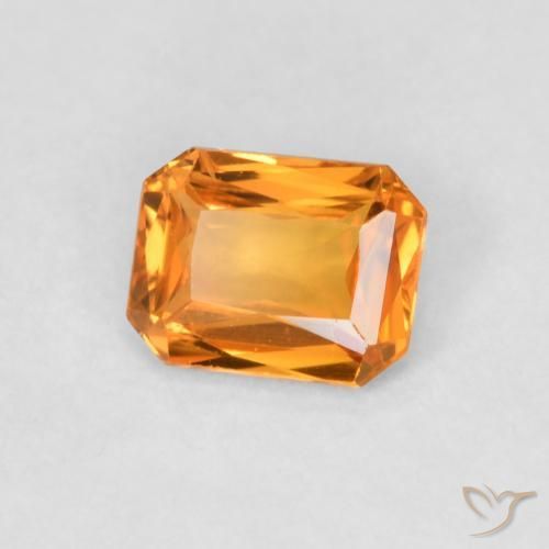 Zafiro Naranja medio natural de 0.45 ct, Corte Octágono / Esmeralda, VVS-VS