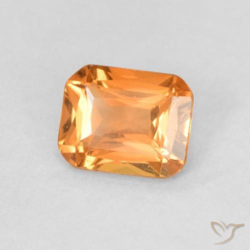 Zafiro Naranja medio natural de 0.51 ct, Corte Octágono / Esmeralda, VVS-VS