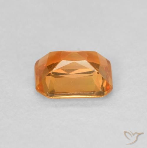 Zafiro Naranja medio natural de 0.51 ct, Corte Octágono / Esmeralda, VVS-VS