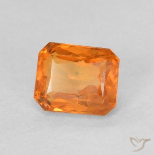 Zafiro Naranja claro natural de 0.72 ct, Corte Octágono / Esmeralda, VVS-VS