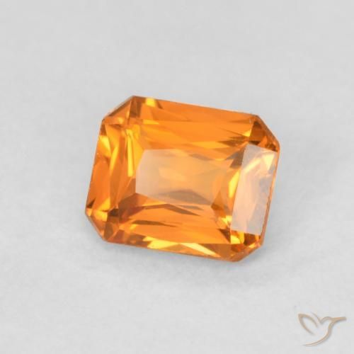 Zafiro Naranja claro natural de 0.48 ct, Corte Octágono / Esmeralda, VVS-VS
