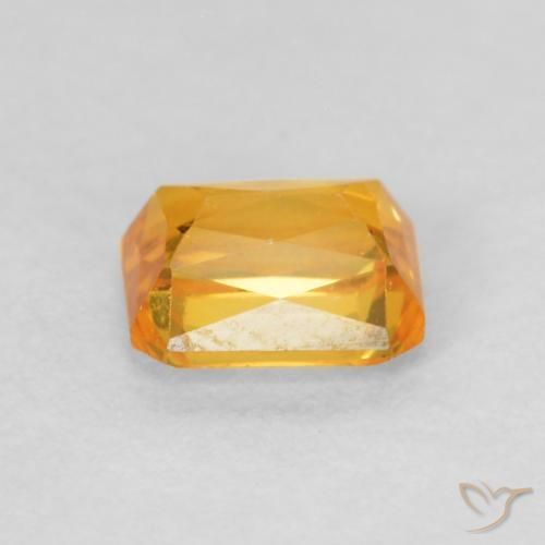 Zafiro Dorado naranja oscuro natural de 0.66 ct, Corte Octágono / Esmeralda, VS