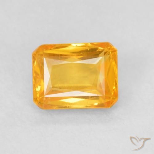 0.68ct Natural Dorado naranja Zafiro, corte esmeralda, VS