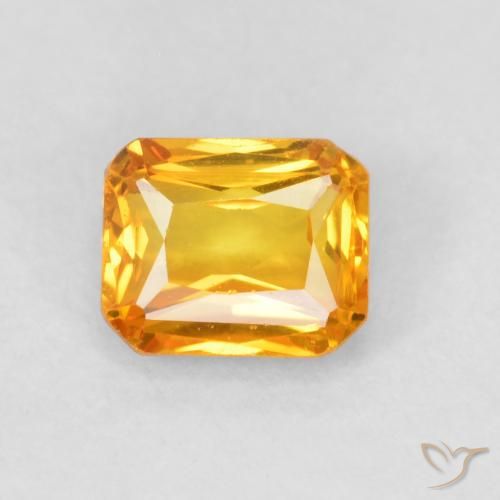 0.67ct Natural Naranja albaricoque Zafiro, corte esmeralda, VVS-VS