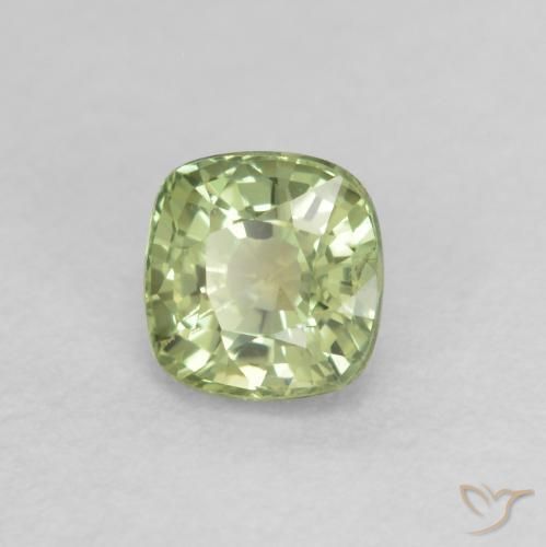 Zafiro Verde claro natural de 0.55 ct, Forma Cojín, VS