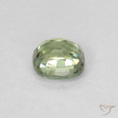 Zafiro Verde muy claro natural de 0.46 ct, Forma Cojín, VS