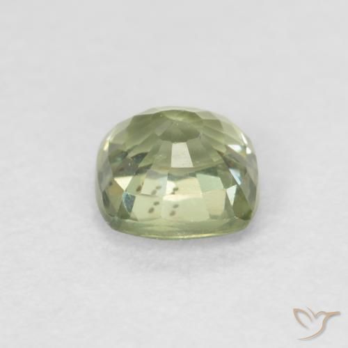 Zafiro Verde muy claro natural de 0.57 ct, Forma Cojín, VS