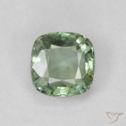 0.69ct Natural Verde salvia claro Zafiro, Forma Cojín, VS