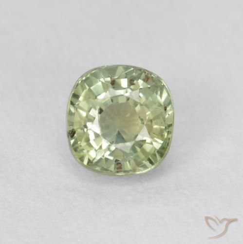 0.55ct Natural Verde salvia muy claro Zafiro, Forma Cojín, VS