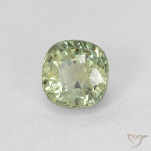 Zafiro Verde salvia muy claro natural de 0.55 ct, Forma Cojín, VS