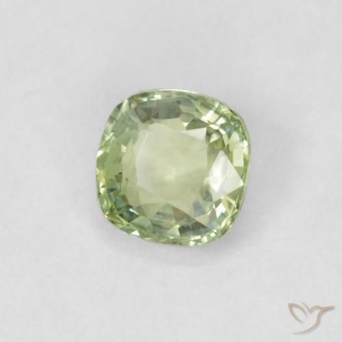 Zafiro Verde salvia muy claro natural de 0.43 ct, Forma Cojín, VS
