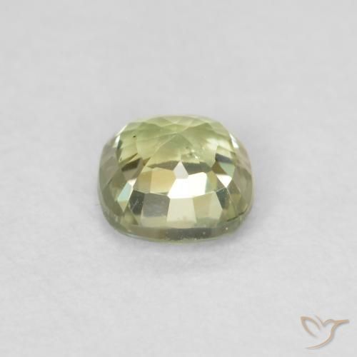 Zafiro Verde salvia muy claro natural de 0.43 ct, Forma Cojín, VS