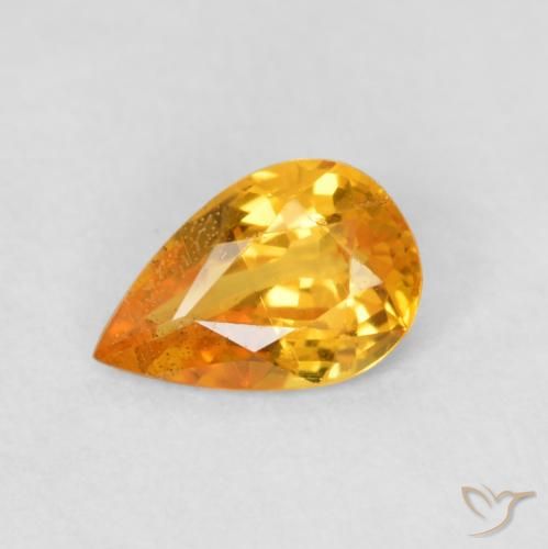 0.40ct Natural Dorado naranja Zafiro, En forma de pera, VS