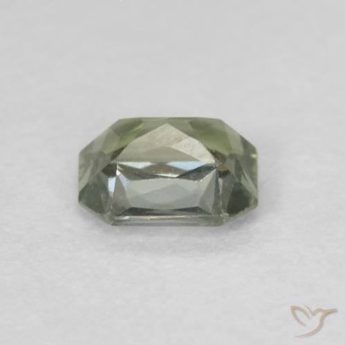 Zafiro Verde salvia claro natural de 0.46 ct, Corte Octágono / Esmeralda, VVS