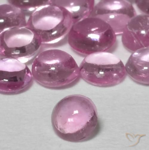 Zafiro Rosado claro natural de 0.09 ct, Redondo, Transparente