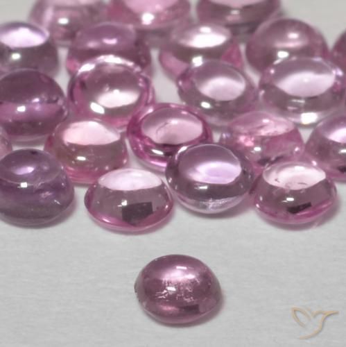 Zafiro Rosado púrpura real claro natural de 0.11 ct, Redondo, Transparente