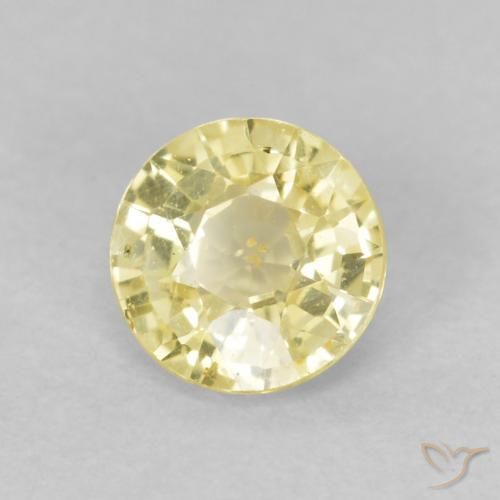 Zafiro Amarillo cálido natural de 0.44 ct, Redondo, VS