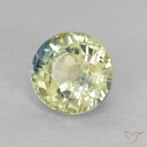 Zafiro Medium Light-Yellow natural de 0.58 ct, Redondo, VS