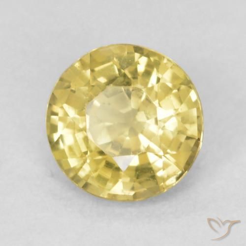 Zafiro Amarillo claro natural de 0.48 ct, Redondo, VVS-VS