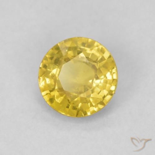 Zafiro Dorado amarillento natural de 0.45 ct, Redondo, SI