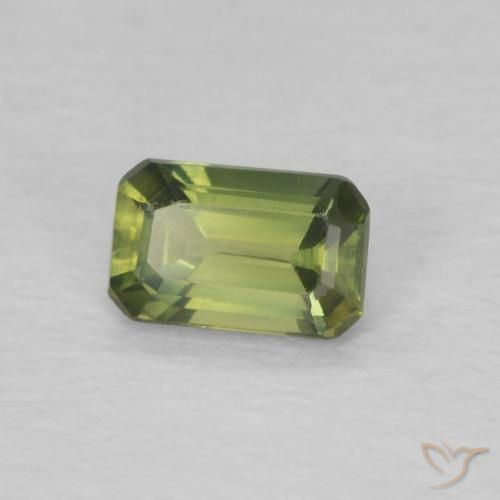 Zafiro Verde terroso natural de 0.43 ct, Corte Octágono / Esmeralda, VS