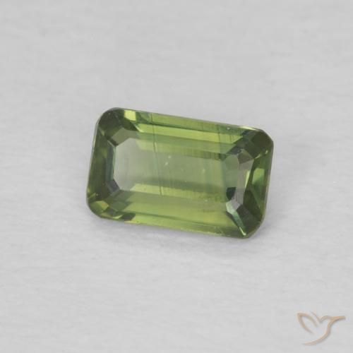 Zafiro Verde cálido natural de 0.37 ct, Corte Octágono / Esmeralda, VVS-VS