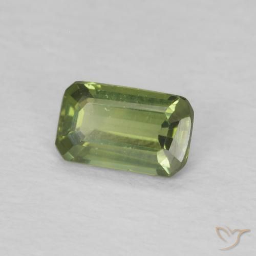 Zafiro Verde cálido natural de 0.40 ct, Corte Octágono / Esmeralda, VS