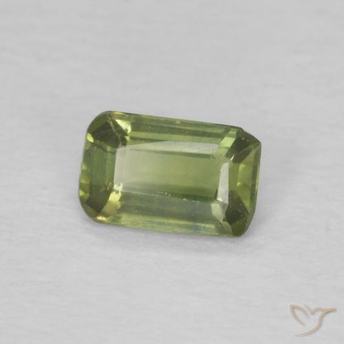Zafiro Verde cálido natural de 0.39 ct, Corte Octágono / Esmeralda, VS