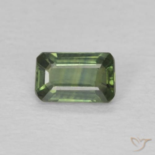 0.42ct Natural Verde terroso pálido Zafiro, corte esmeralda, VS