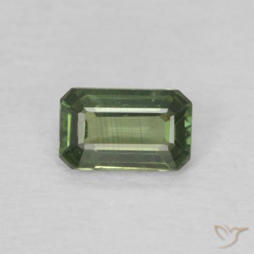 0.40ct Natural Verde terroso Zafiro, corte esmeralda, VVS-VS