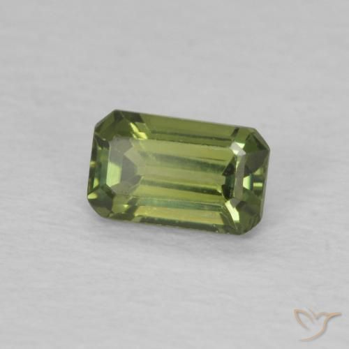 Zafiro Verde cálido natural de 0.46 ct, Corte Octágono / Esmeralda, VVS