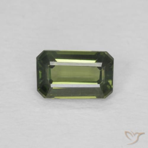 0.43ct Natural Verde terroso Zafiro, corte esmeralda, VVS