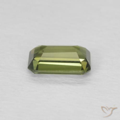 Zafiro Verde terroso natural de 0.43 ct, Corte Octágono / Esmeralda, VVS