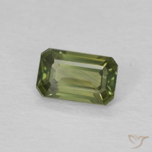 Zafiro Verde medio natural de 0.45 ct, Corte Octágono / Esmeralda, VVS-VS
