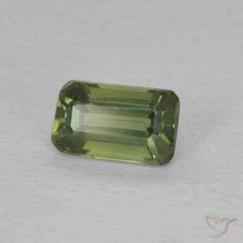 Zafiro Verde oscuro natural de 0.48 ct, Corte Octágono / Esmeralda, VVS-VS