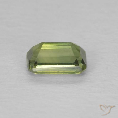 Zafiro Verde oscuro natural de 0.48 ct, Corte Octágono / Esmeralda, VVS-VS