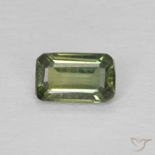 0.41ct Natural Verde cálido Zafiro, corte esmeralda, VVS