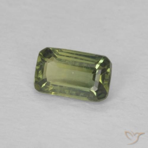 Zafiro Verde cálido natural de 0.41 ct, Corte Octágono / Esmeralda, VVS