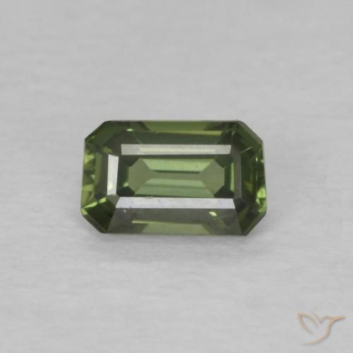 0.41ct Natural Verde bosque Zafiro, corte esmeralda, VVS