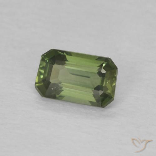 Zafiro Verde bosque natural de 0.41 ct, Corte Octágono / Esmeralda, VVS