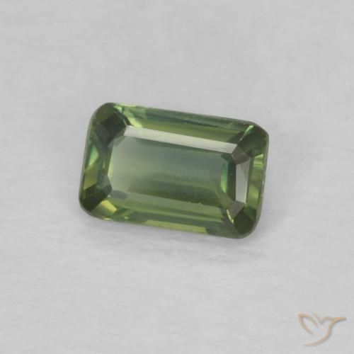 Zafiro Verde amarillento natural de 0.41 ct, Corte Octágono / Esmeralda, VVS-VS