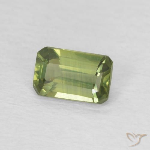 Zafiro Verde oscuro natural de 0.44 ct, Corte Octágono / Esmeralda, VVS-VS