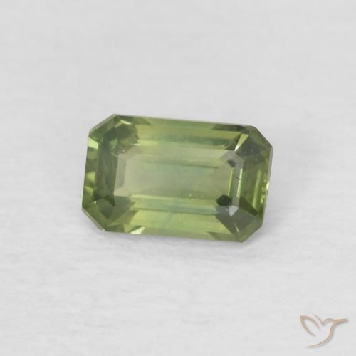 Zafiro Verde medio natural de 0.44 ct, Corte Octágono / Esmeralda, VS